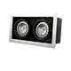 Modern twin-head spotlight fixture featuring high CRI>90 and a minimalist aluminum housing for luxury retail spaces.